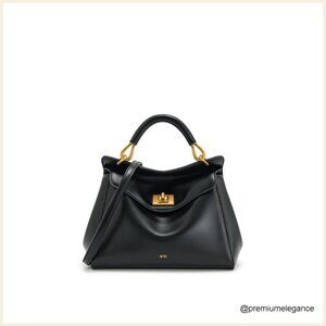 Vegan Leather Top Handle Crossbody Bag with Adjustable Strap